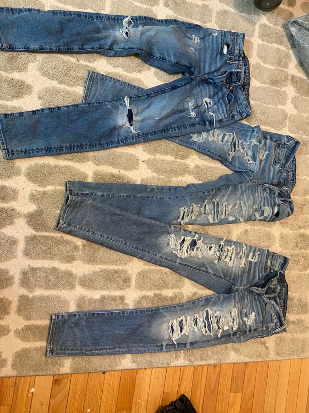 American Eagle Outfitters Distressed Blue Ripped Jeans